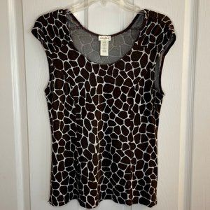 Brown and White Giraffe Print Sleeveless Top Size M